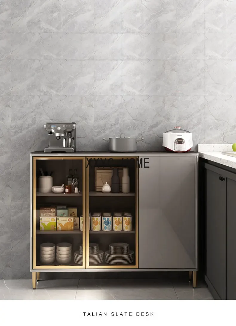 Credenza ultrasottile Armadietto moderno e minimalista per soggiorno, leggero, di lusso, con piastra in pietra, cucina, sala da pranzo