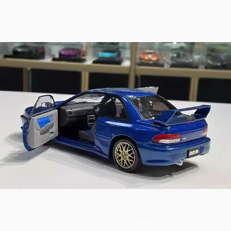 نموذج سيارة Subaru Impreza 22b من السبائك السوليدو ، كلاسيكيات زرقاء وبيضاء ، هدية تذكارية للكبار ، شاشة ثابتة ، مقياس #3