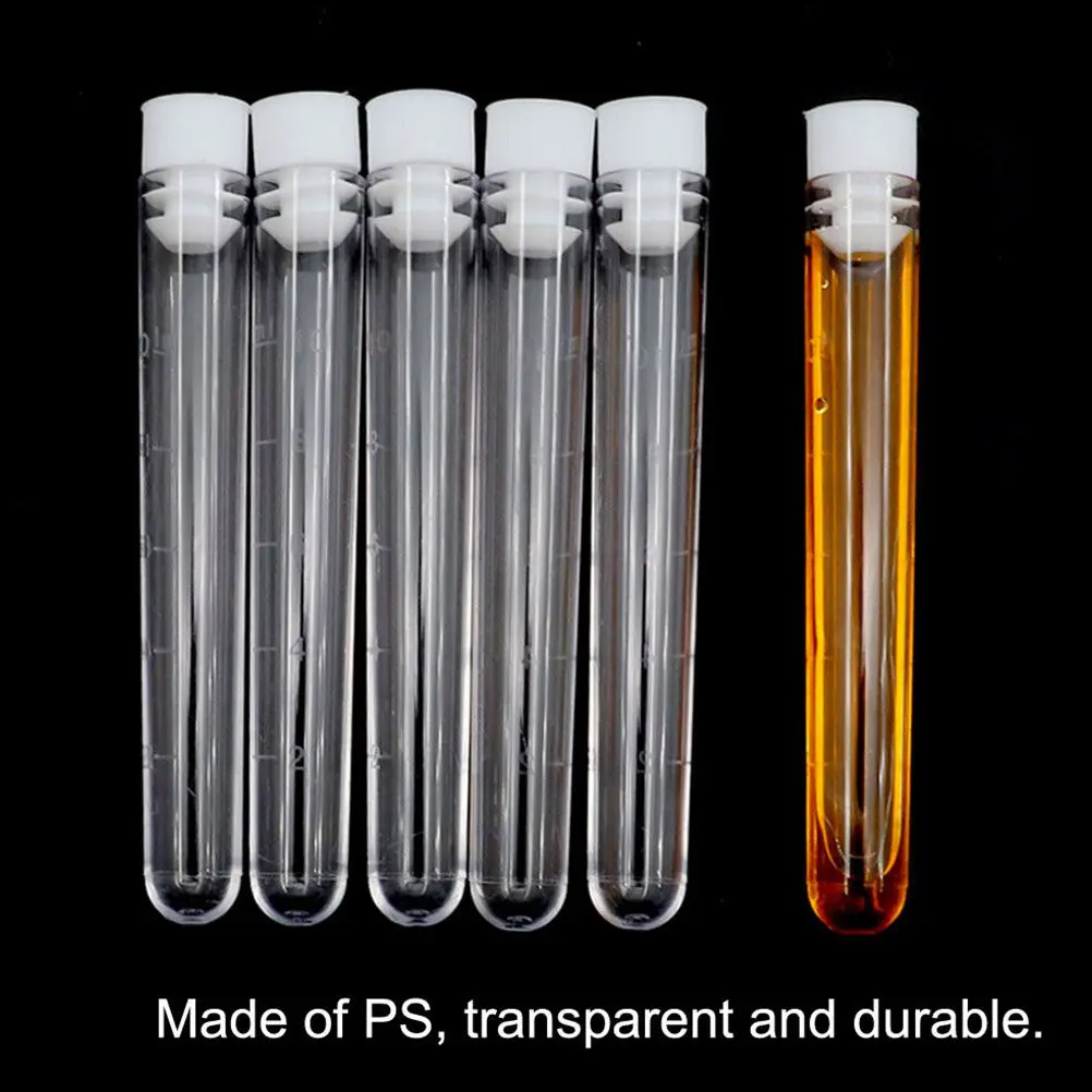 

50Pcs Test Tubes Plastic Labs Sample Containers Sealed Caps Liquid Storage Chemistry Experiment Teaching Tools