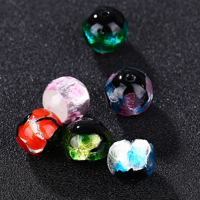 2pcs Fashion Multi-color Japanese-style Color Dots Glazed Spacer Colorful Colored Foil Beads for Jewelry Making Diy Accessories