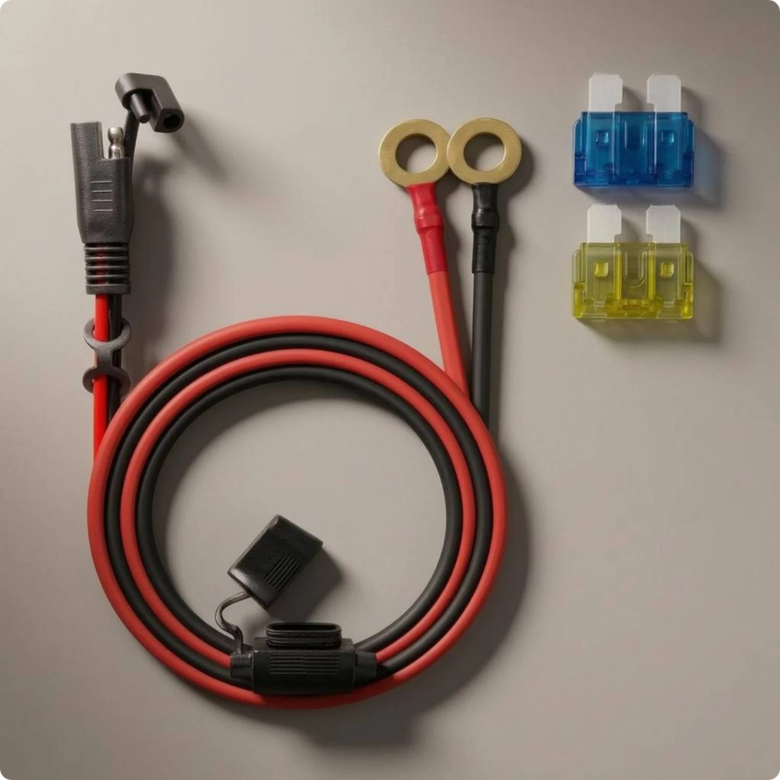 Battery Cable Harness Blade Fuses SAE Connector Cable SAE Battery Connector Insulated Circular Lug Wire Black