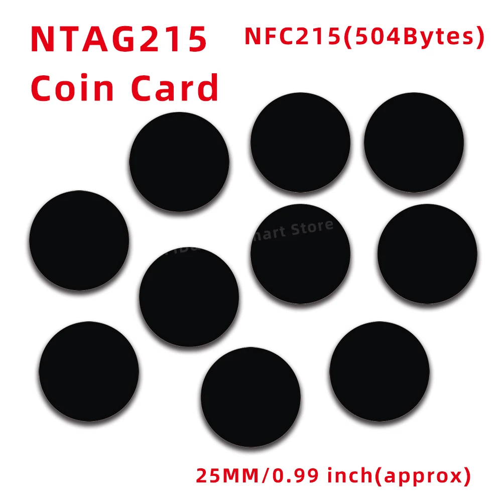 NFC Nt/ag215 Coin Card 13.56MHz nero NFC 215 Smart tag RFID Card 25MM dedicato per NFC personal automation tag NFC 215