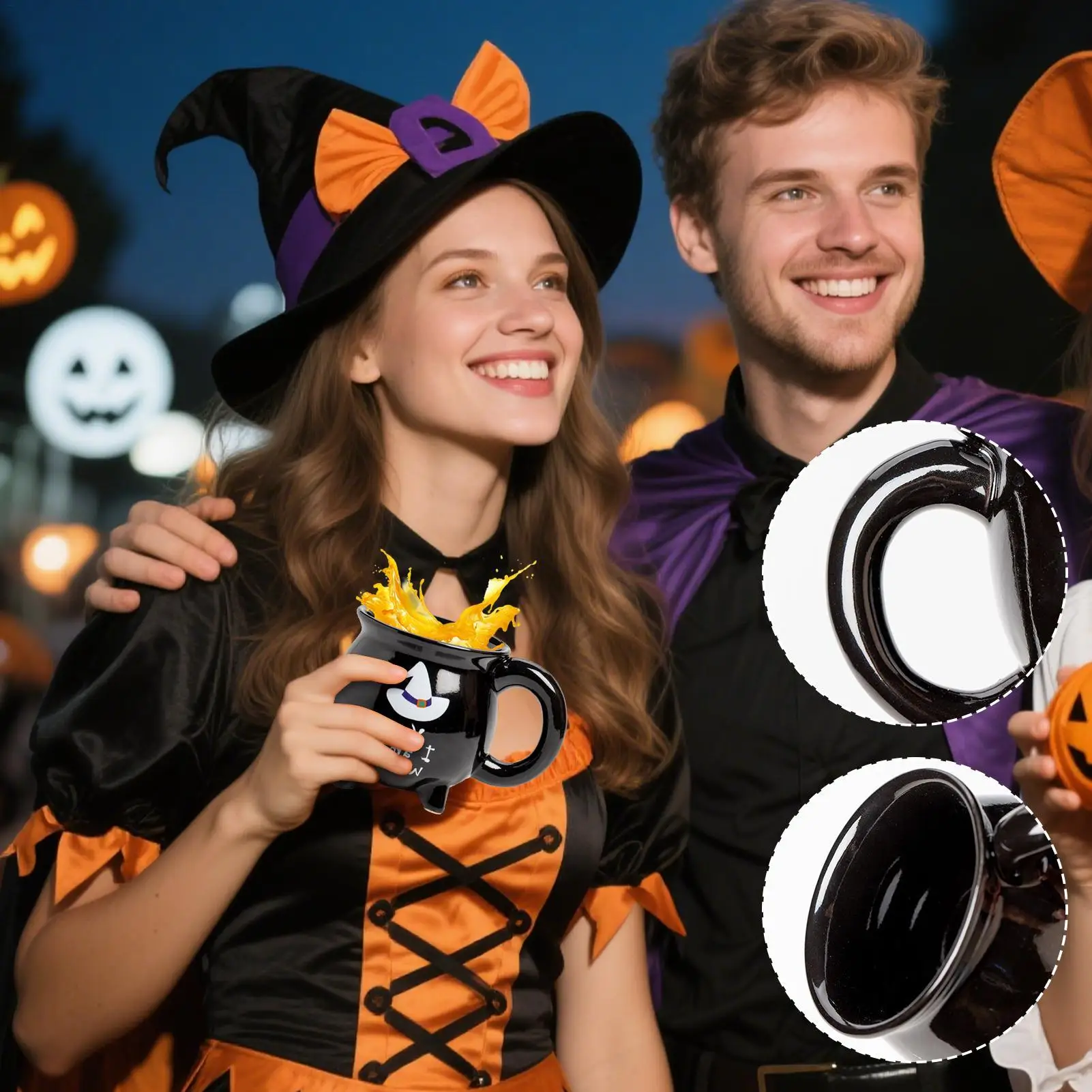 كوب سيراميك مرجل ساحرة الهالوين كوب مشروبات مخيف للمشروبات الساخنة/الباردة، أدوات شرب للعطلات للمطبخ والمكتب للبالغين