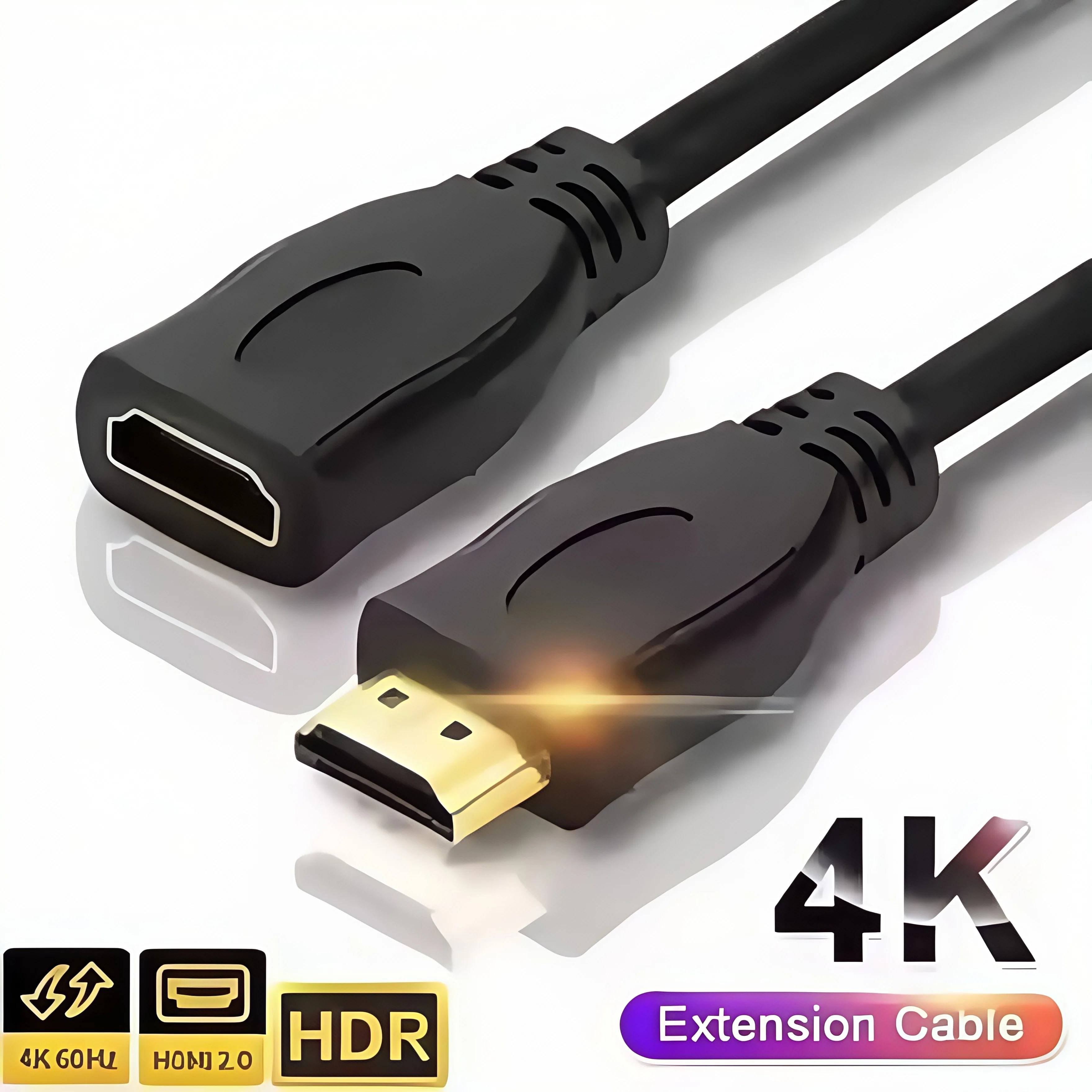 كابل تمديد HDR HDMI 2.0 4K 60 هرتز (ذكر إلى أنثى) - سلك تمديد HDMI عالي السرعة لأجهزة PS5، سلسلة Xbox X/S، PC، شاشة، HDTV