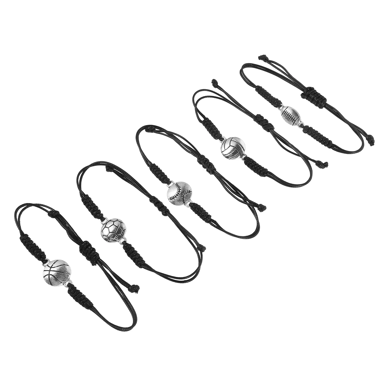 

5pcs Sports Ball Bracelet Durable Waxed Cord Adjustable Gifts Women Men Basketball Soccer Volleyball Accessories Hand