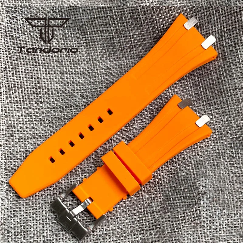 Black/White/Blue/Orange/Yellow/Green Multicolor Silicone Watchband Rubber Strap Steel Buckle Fit for 42mm Octagonal Watch Case