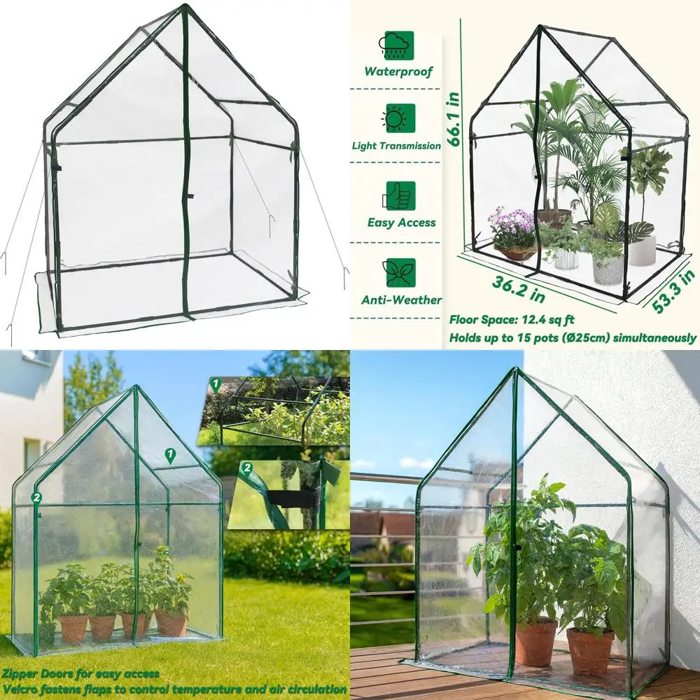 

Портативная теплица для выращивания растений, усиленная конструкция, прозрачное покрытие, устойчивая к непогоде, 36.2Д x 53.3Ш x 66.1В (дюймы)