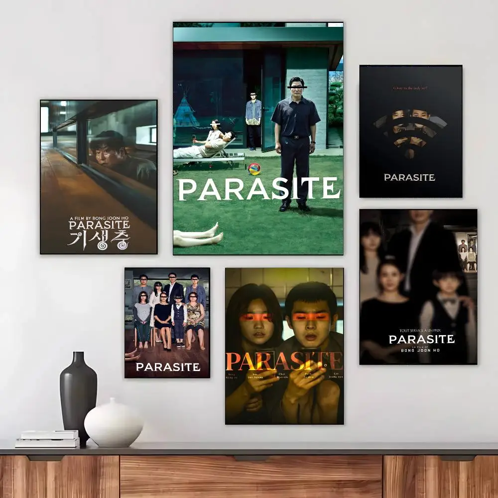 1pc Classic Film P-Parasite Poster Self-adhesive Living Room Bedroom Party Bar Decor Moisture-proof Fade-resistant