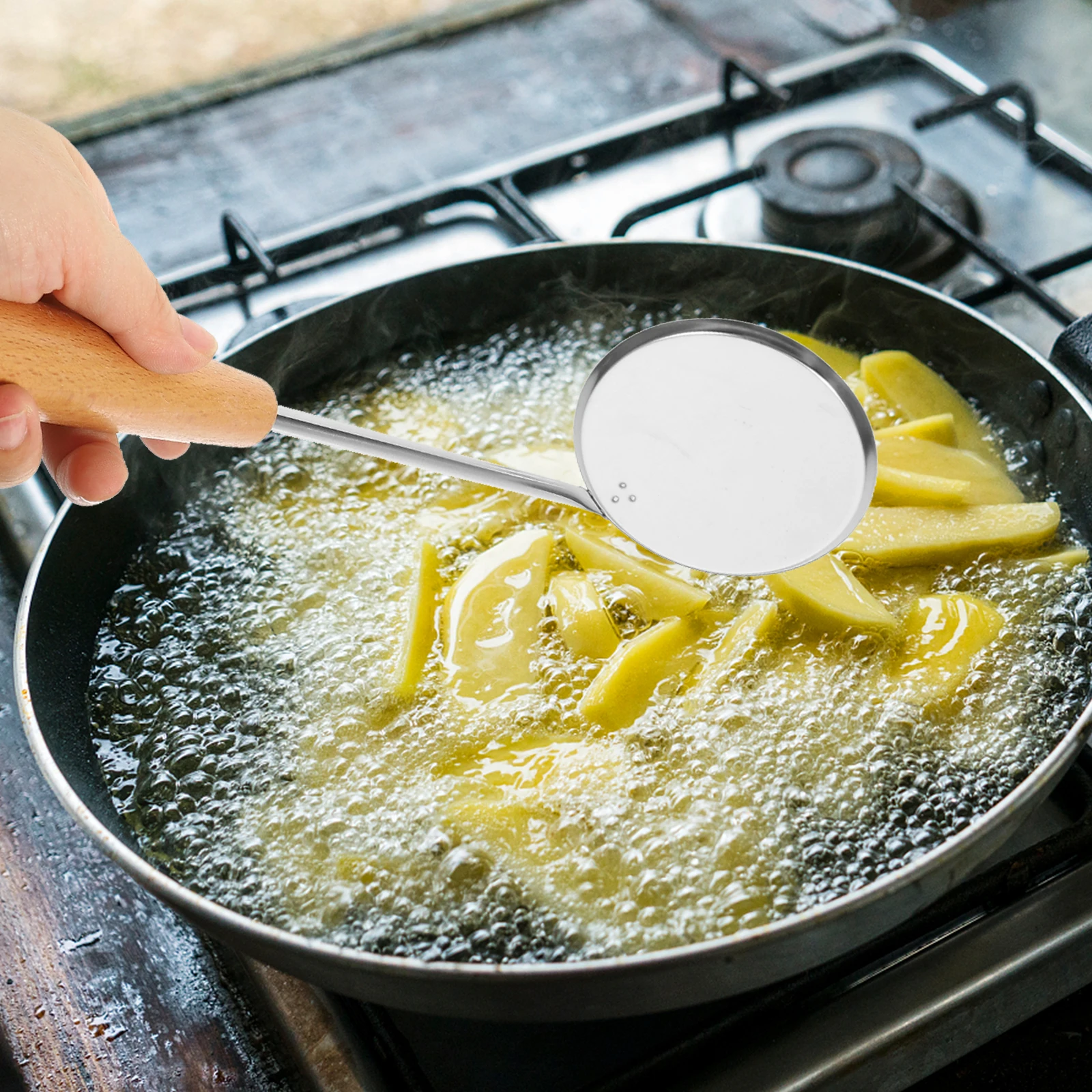 

Oil Spoon Size Stainless Steel Fried Mold Handle Spoon Tool Ergonomic Handle Kitchen Gadgets Cooking Utensils Snack Maker