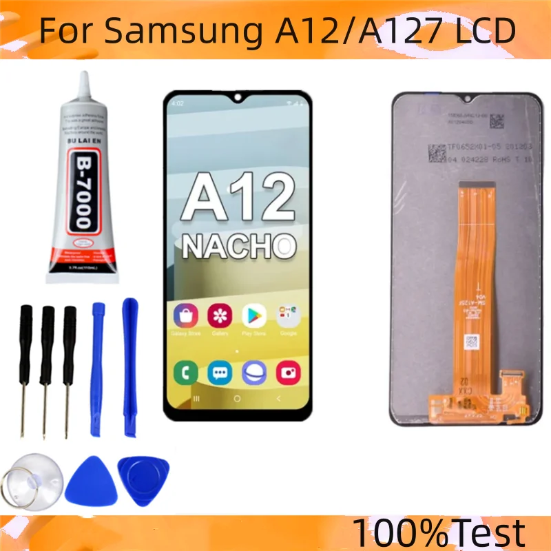 6.5'100%test for Samsung Galaxy A12 Nacho LCD A127F A127M A127U LCD Display Touch Screen Digitizer Assembly For Samsung A127 LCD