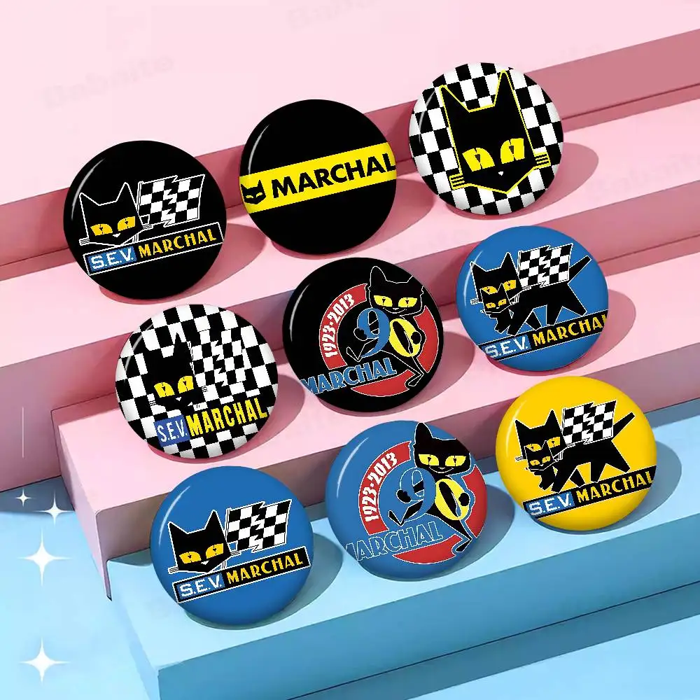 S-E-V M-Marchals Round Button Pins Slogan Creative Brooches Backpack Clothes Decoration Fashion Cartoon Jewelry Gifts