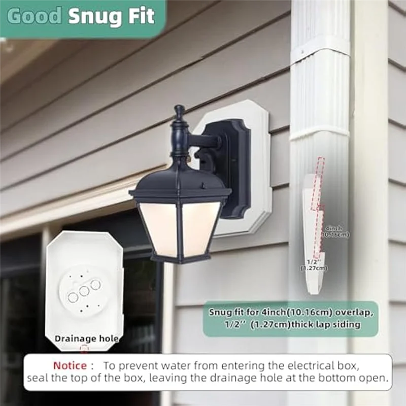 Монтажный блок MAKE-Siding, встроенный блок 8141DBL, монтажный блок для наружного освещения, 2 комплекта для 1/2 дюйма, двойной и 4-дюймовый сайдинг