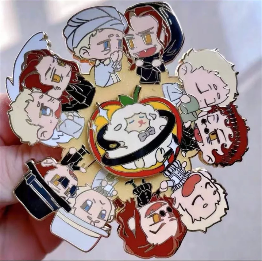 Buen presupuesto Aziraphale Crowley ángulo demonio pareja insignia de Metal broche de disfraz Pin Cosplay regalo para niños