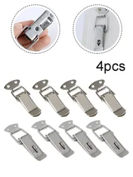 4PCS Door Latches 7.2*2.7cm Cold Rolled Steel Cabinet Spring Catch Boxes Handle Toggle Lock Clamp Hasp Duck Billed Buckles
