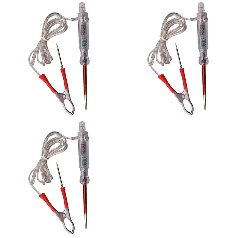 3X Car Truck Voltage Circuit Tester Digital Display Long Probe Test Pen Light Bulb Automotive Repair Diagnostic Tools