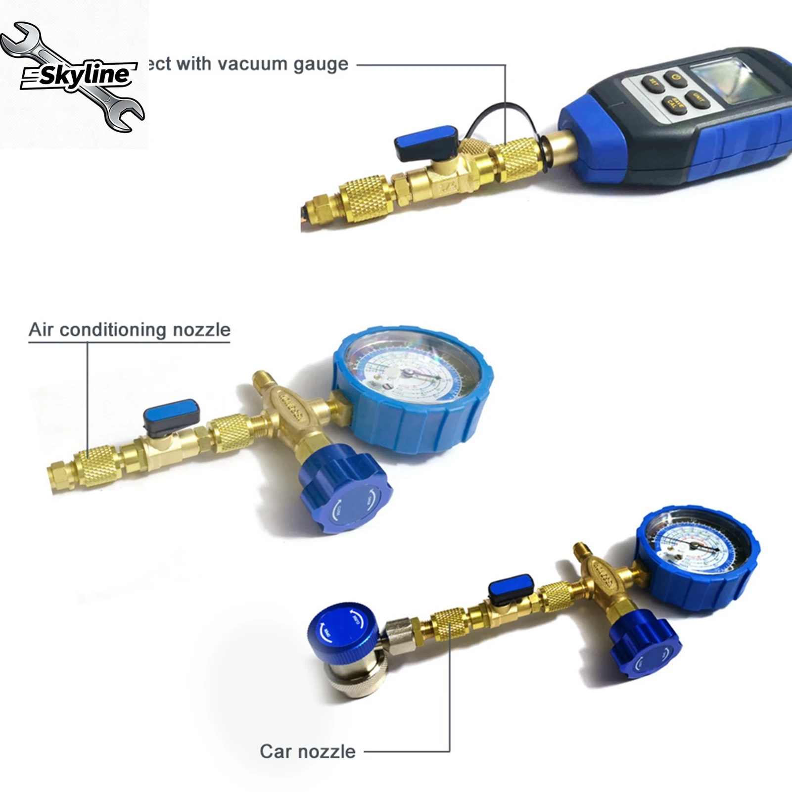 Messing Kühlkugelhahn Adapter Kältemittel Kugelhahn Anschluss G1/4''