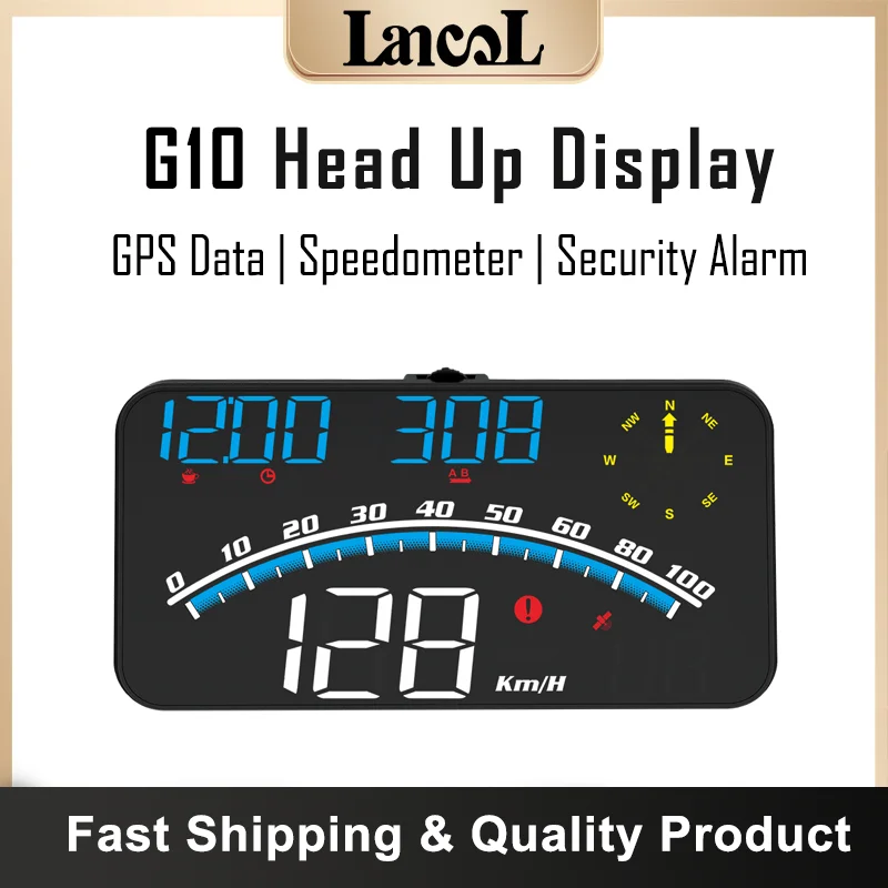 

G10 Auto GPs Head Up Display USB Car HUD Projector Speedometer with Compass Security Alarm Electronic Accessories For All Cars