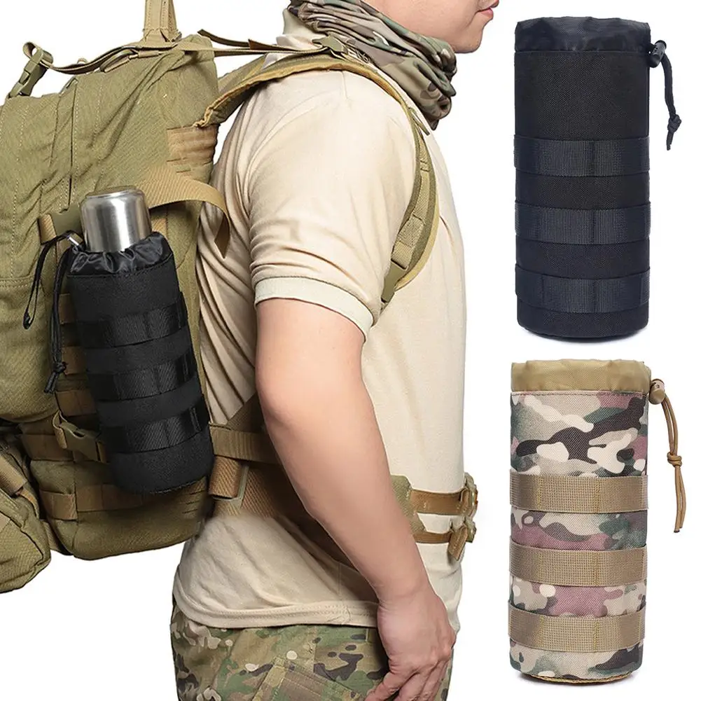 Tactical Molle Water Bottle Bag Pouch Holder Outdoor Hunting Kettle Fishing Travel Hiking Carrier Camping Bottle Cycling Wa H2X4