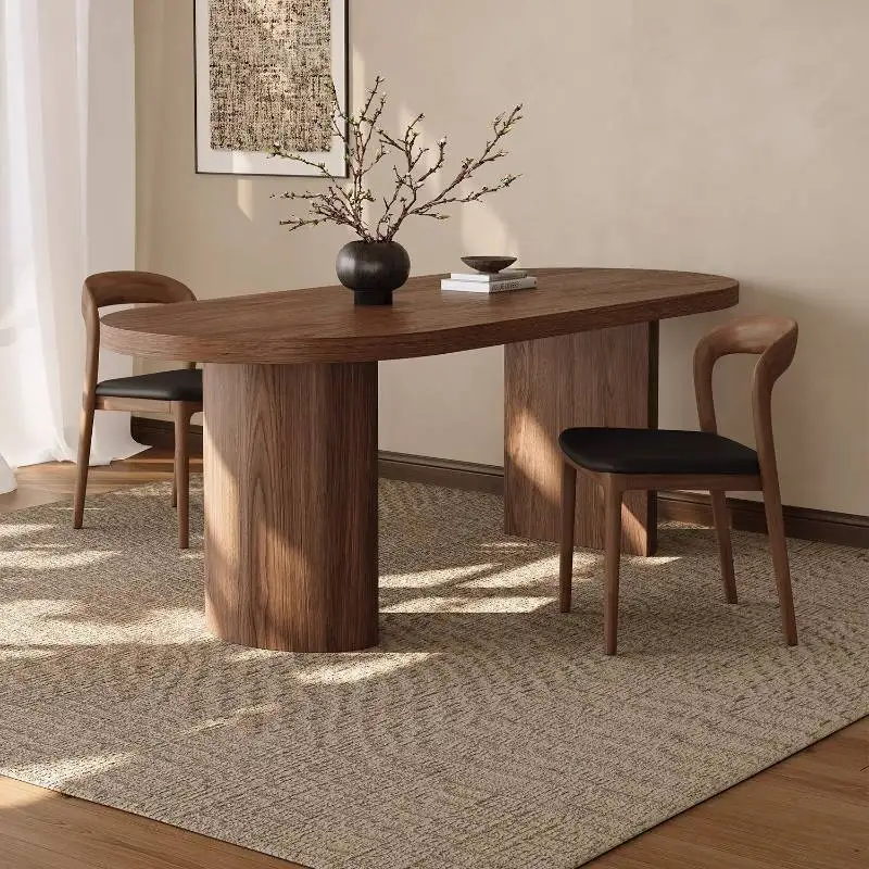 Designer Italian Dining Table Brown Base Walnut Living Room Dining Table Lounges Mid Century Mesa De Jantar Furniture For Home