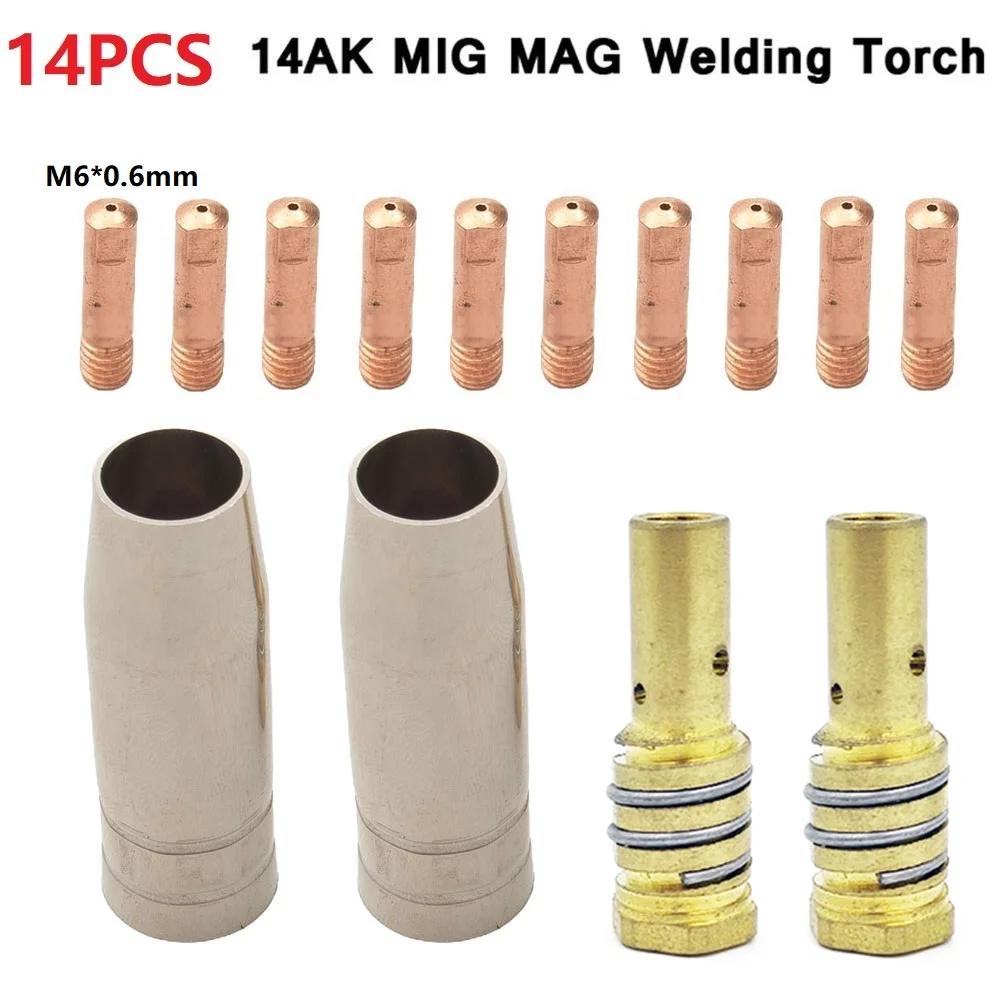 

14Pcs Welding Torch Consumables, Gas Nozzle Tip Holder for 14AK MIG MAG Welding Torch, Reliable Protection for Welding Process