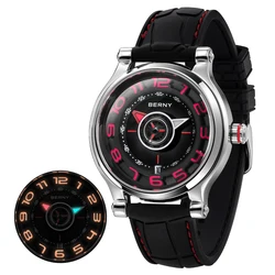 BERNY Relógio Mecânico Masculino Safira Miyota 8215 Multifuncional Super Luminoso Relógio Bússola Pneu Dial Cool Play Men Relógio de Pulso