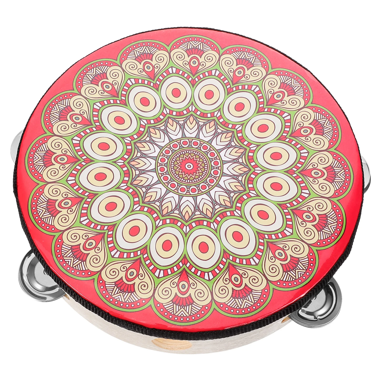 

Tambourine Drum Dance Instrument Single Row for Kids Percussion Hand Red Tambourines