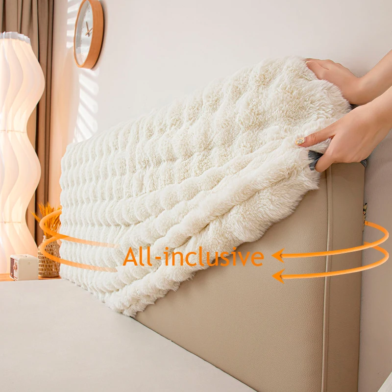 Rabbit Bed Headboard Slipcover for Queen King Full Cal King,Plush Bed Headboard Cover Soft Dustproof Protector Cover Bedroom Dec