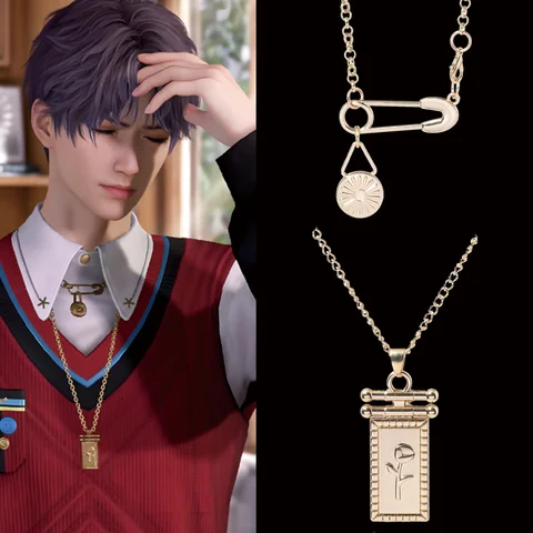 게임 사랑과 Deepspace 목걸이 Caleb Cosplay unisex apple U가 돌아올 때 펜던트 초커 소품 액세서리 선물 쥬얼리