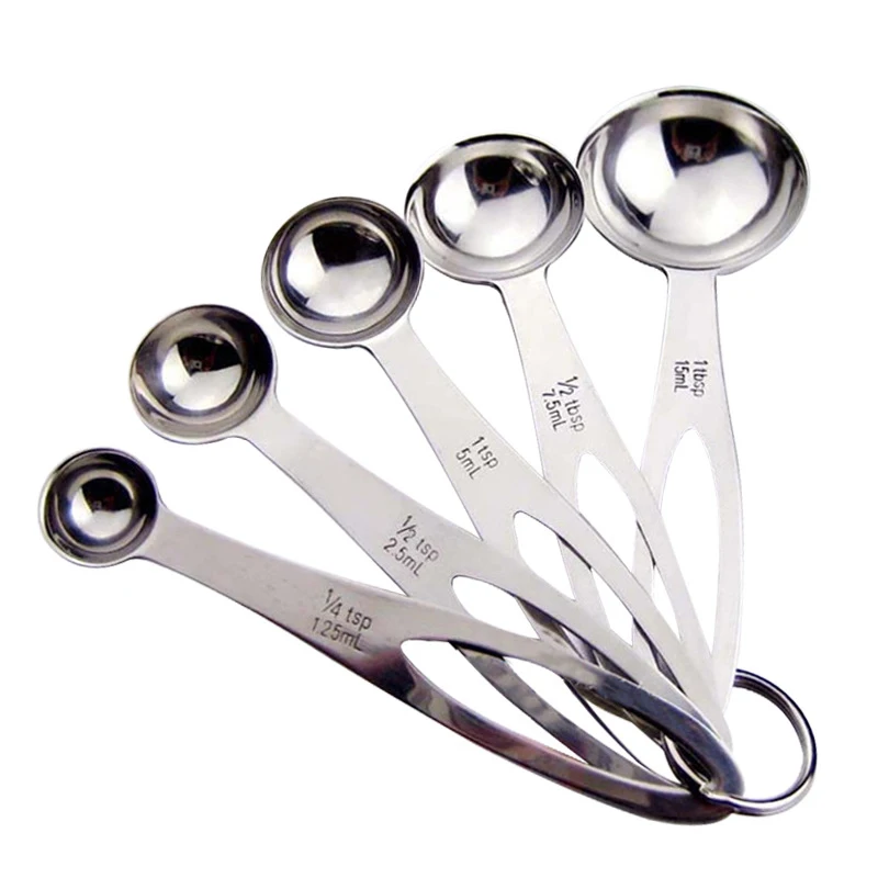 

Stainless Steel Measuring Spoon Five-piece Set Cake Measuring Spoon Set Baking Tools Stackable Kitchen Measuring Spoon Cups