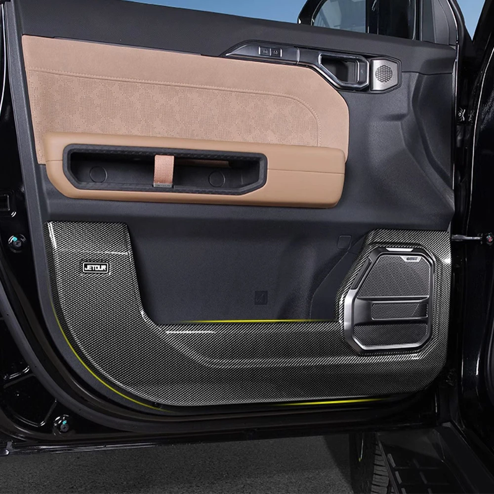 For Chery Jetour Traveler T2 3D Carbon Fiber Patterned Door Anti Kick Panel Car Specific Modification Accessory ABS Material