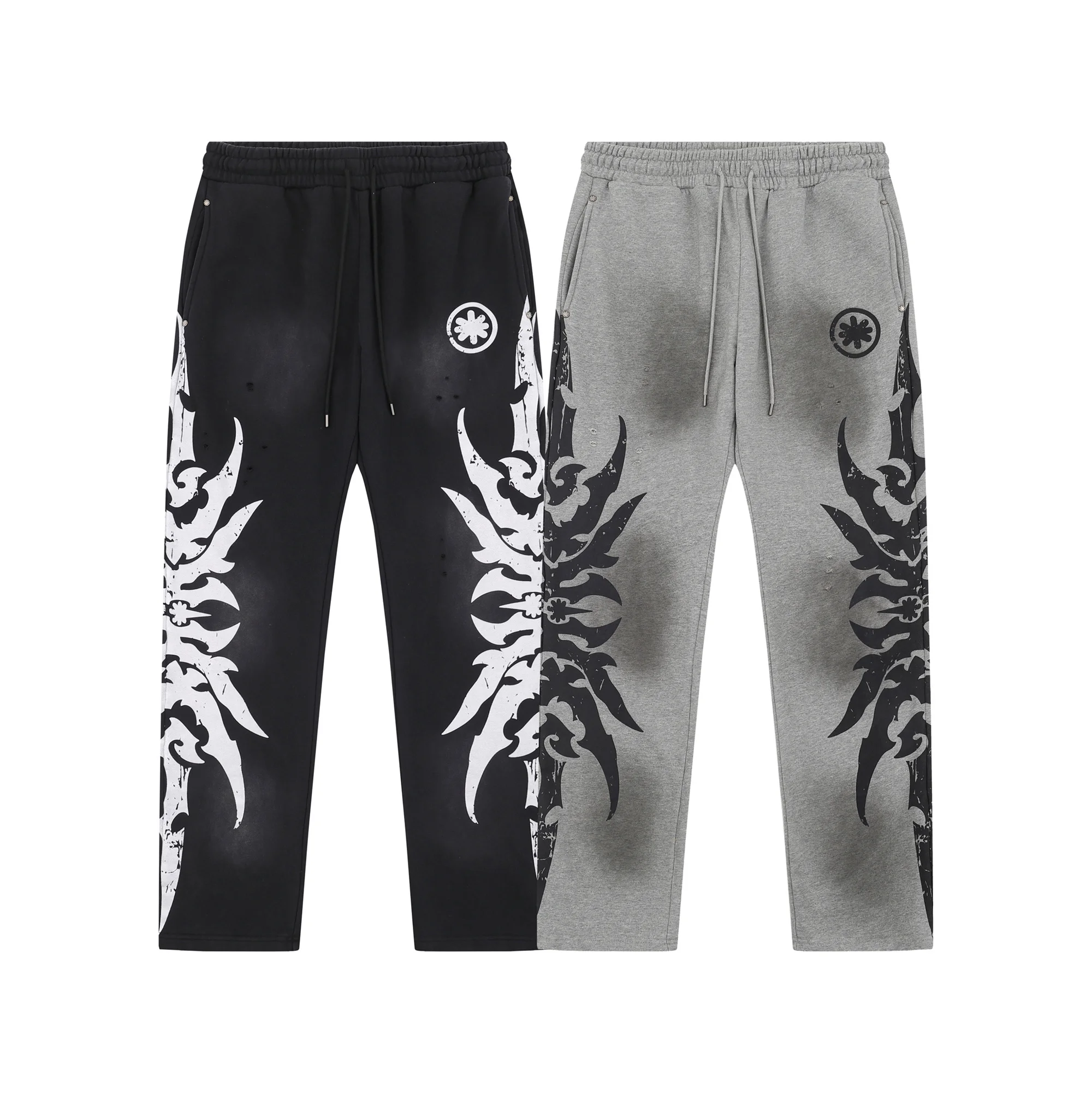 

Винтажные хлопковые прямые брюки с принтом, повседневные брюки в американском стиле, хип-хоп, свободная посадка, молодежная повседневная одежда, длинные брюки