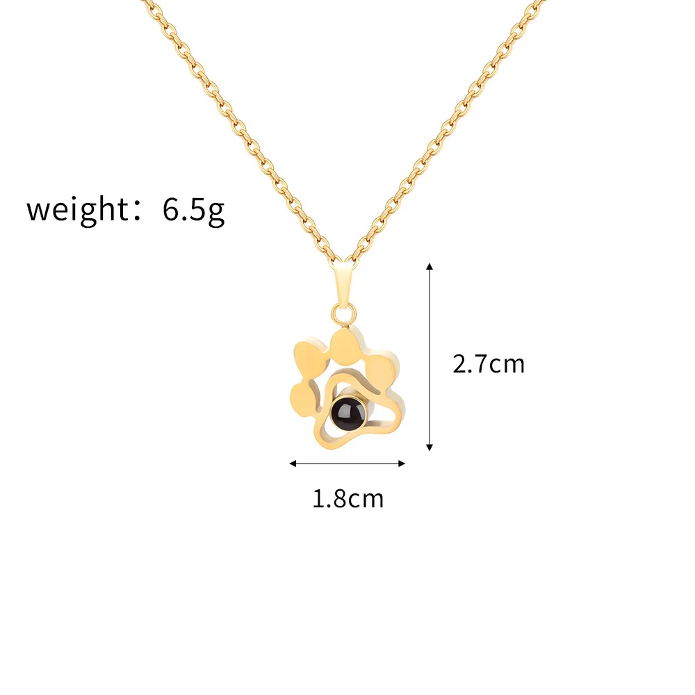 Dropshipping Customize logo DIY Valentine Days Gifts Projection Colorful Dog Picture Necklace Brass Projection Necklace