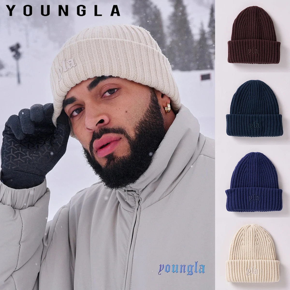 Youngla Cap Warm Knitted Winter Brimless Cap-Elastic Comfortable Fashionable Unisex For All Seasons Suitable For Outdoor