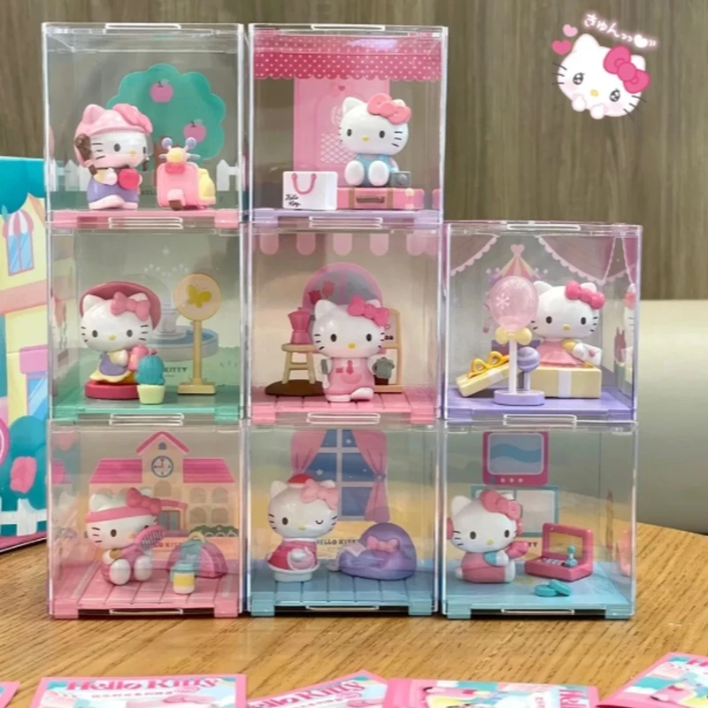 

Authentic Sanrio Hello Kitty Mini Blind Box Cute Kitty Cat Figurine Decorations Women's Gift Collectible Toys Trendy Micro Box