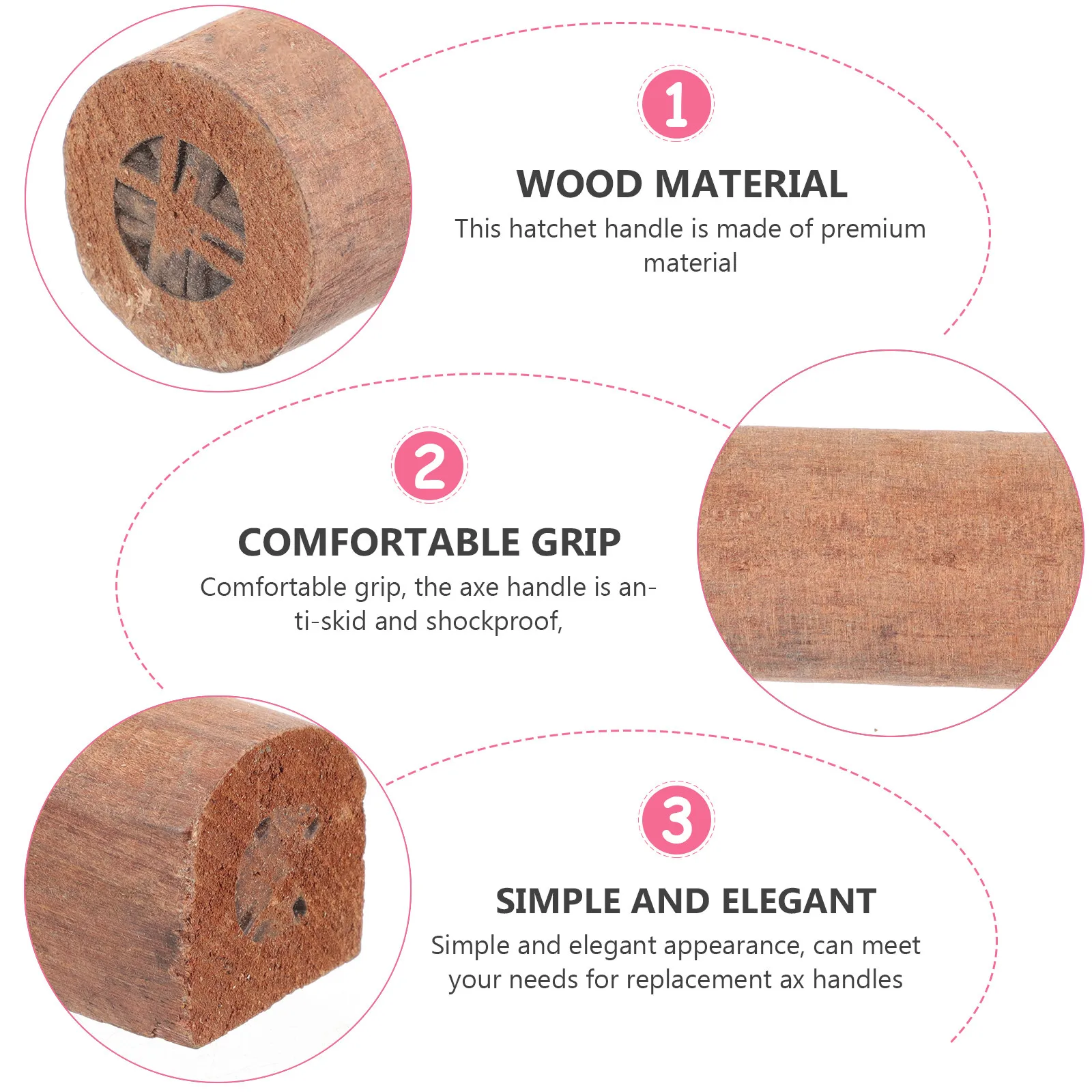 

2 шт. Сменные деревянные рукоятки для топора, прочные квадратные рукоятки для топоров, компактный дизайн для использования на улице, простая установка, надежность.