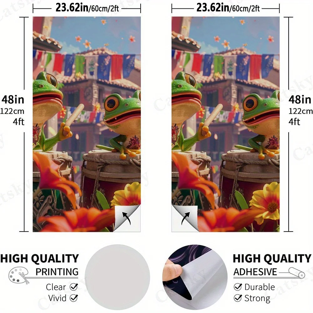 الضفادع الطبول، فن الضفدع الكرتوني، ديكور المهرجان، قيمة عالية! ملصقات رمل من الفينيل المسطح ثنائية الأبعاد - خالية من الفقاعات، سهلة الاستخدام، وات #2