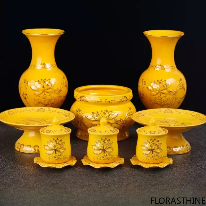 1pc Ceramic Buddhist Tools Household Indoor Water Supply Vase Cup Ornaments Temple Decoration Sacrificial Supplies Feng Shui
