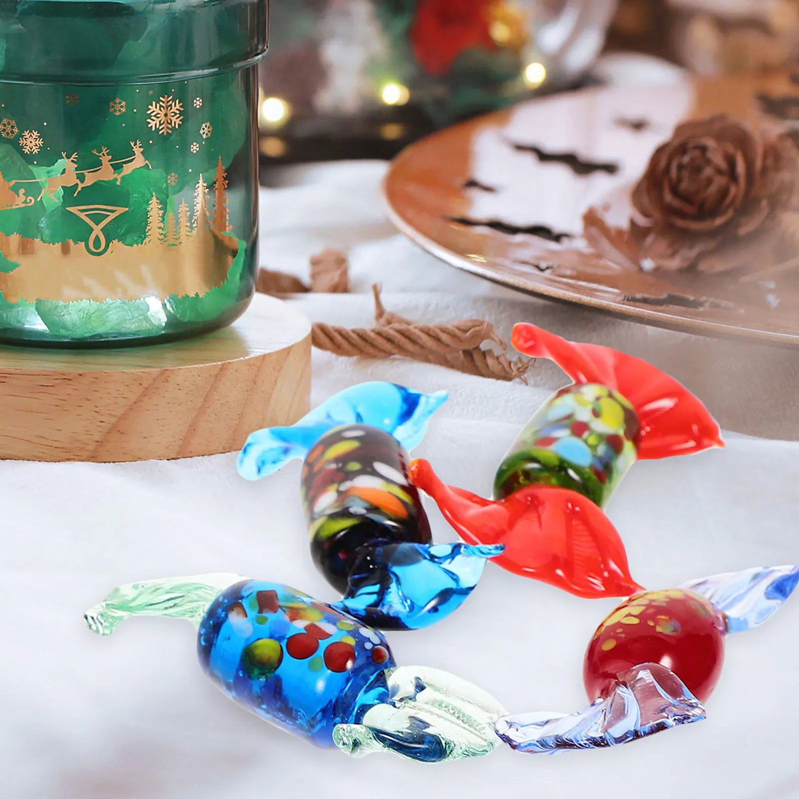 

5 Pcs Christmas Candy Glass Hard Ornament Candies Decoration Sweets Decorations Small Artificial Ornaments