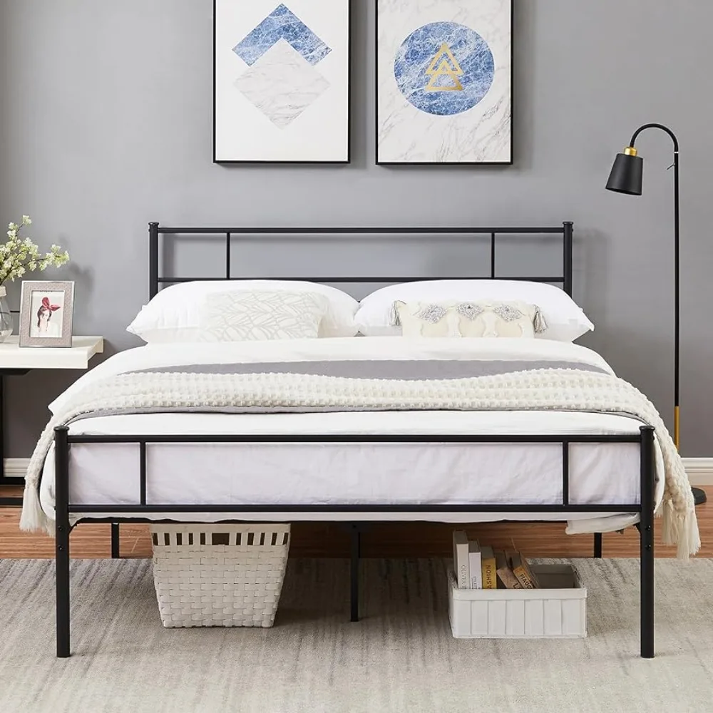 

Metal Platform Full Size Bed Frame With Headboard and Footboard 12'' Under-Bed Storage & Strong Slats Support Beds & Furniture