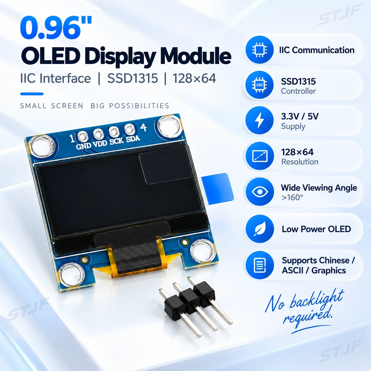 1PCS/LOT 0.96 inch oled IIC Serial Blue White Yellow OLED Display Module 128X64 I2C SSD1306 12864 LCD Screen Board For Arduino
