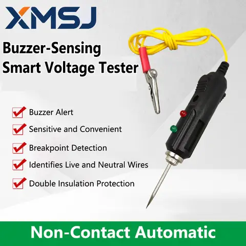 XMSJ Automotive Voltage Electrical Equipment Tester Multifunctional Dual-Color LED Voltage Tester Buzzer Test Pen