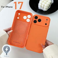 Solid Color Official Liquid Silicone Phone Case for Magsafe IPhone 17 Pro Max Air Magnetic Wireless Charging Bumper Back Cover