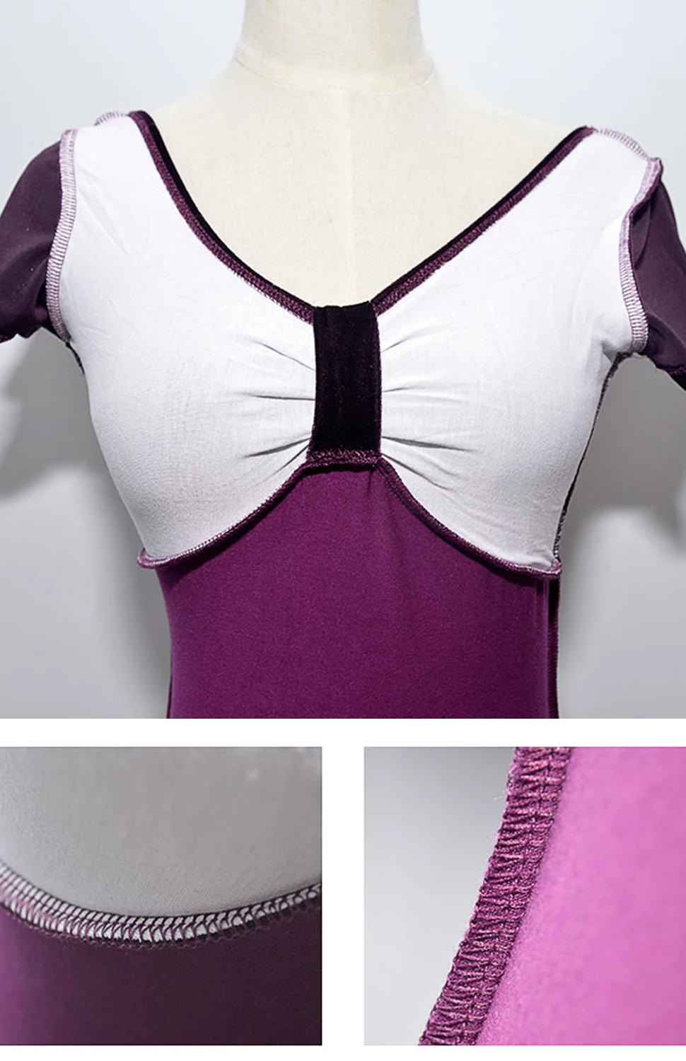 ياقة جناح ثيابات قصيرة الأكمام للنساء ، ملابس تدريب على الرقص الجمباز ، مريحة لممارسة الباليه ، مثالية أساسية للطلاب