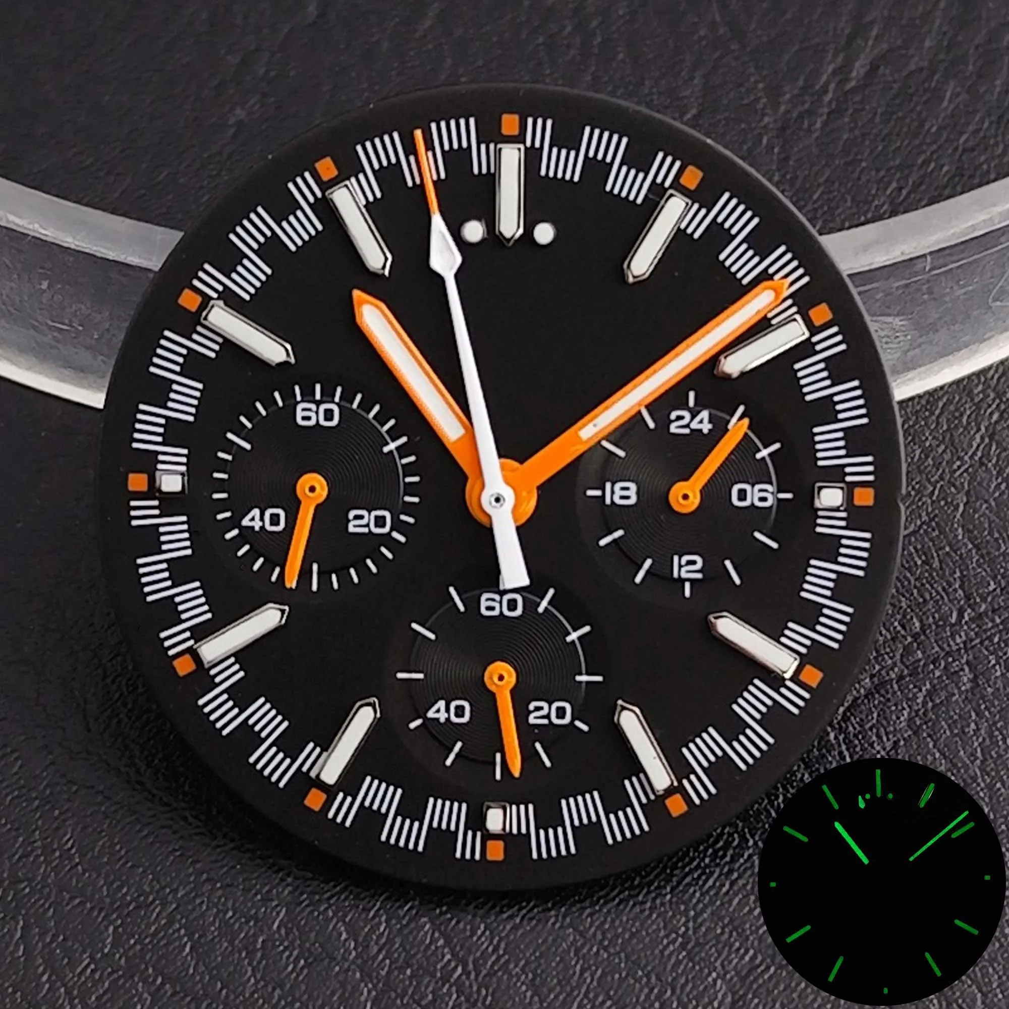 32.5mm VK63 Chronograph Dial Green Luminous Have Pointer Suitable For Vk63 Movement Watch Parts Replace Accessories image 2