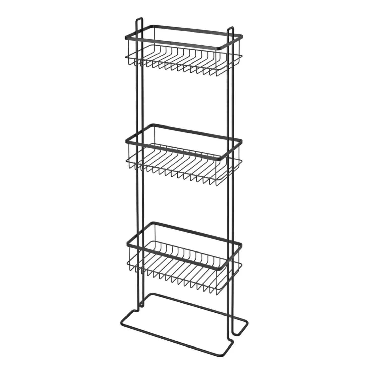 

iDESIGN Everett Metal Standing Shower Caddy Three Tier Bath Shelf Baskets Matte Black