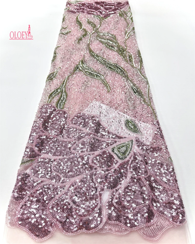 

Wholesale High-Quality Beaded Lace Fabric French Mesh with Sequins African Bridal Net Fabric 2025 Style for Clothing And Crafts