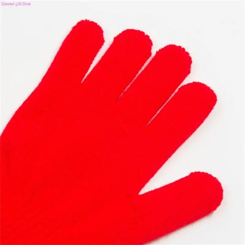 D0JC Stretchy Winter Gloves for Children Colorful & Warm Knitted Gloves Unisex Full Finger Gloves Fun & Warm Gloves for Kids
