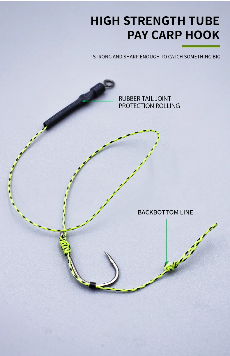 6 Stück/Beutel ZYZHE Karpfenangel-Zubehör Hair Rig Fertig Gebundene Rigging-Sets mit Angelschnur Karpfenangel-Set Karpfenangel-Ausrüstung – Detail 4