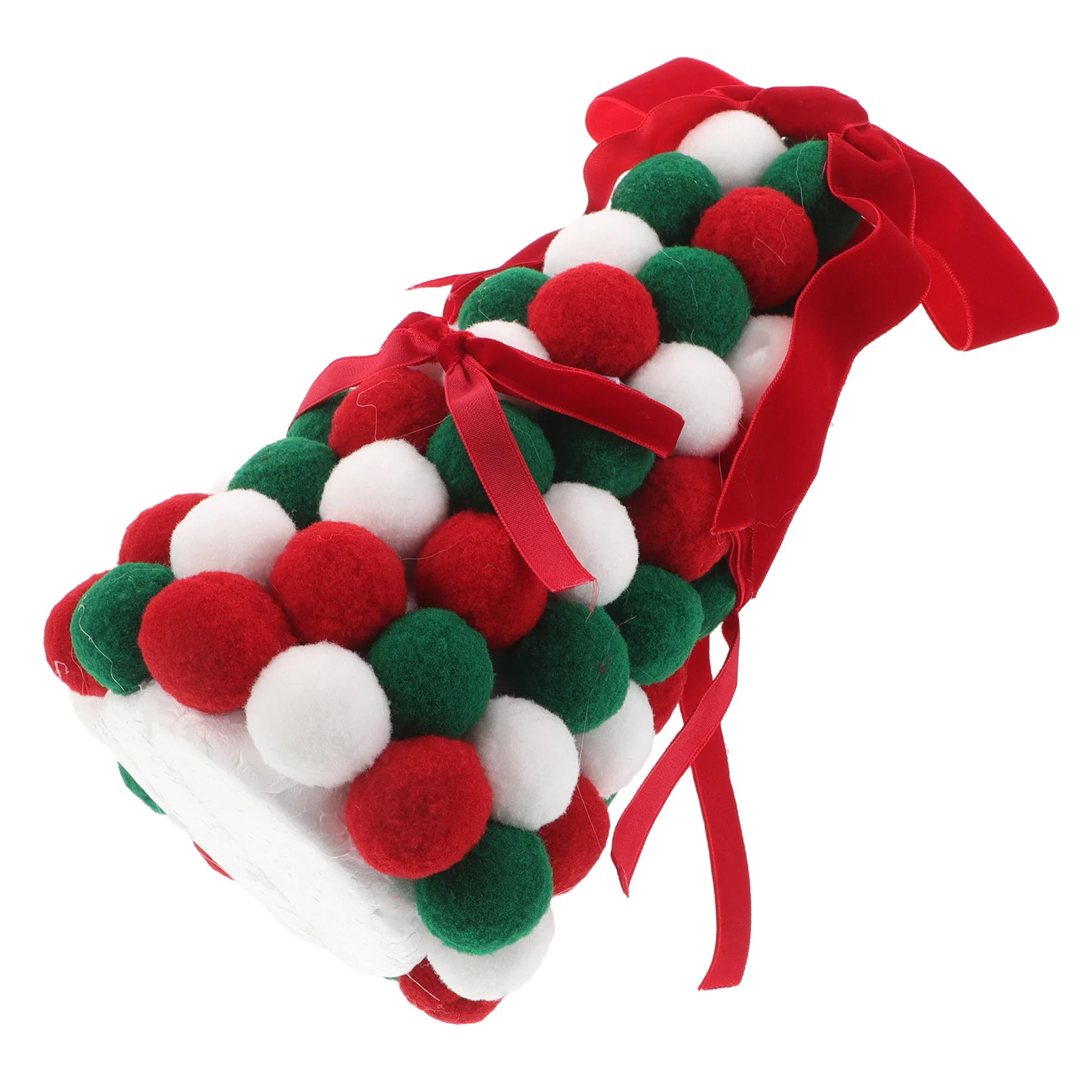 

Festive Miniature Christmas Tree in Classic Colors with Bow Detail Artificial Tabletop Xmas Tree for Indoor Holiday Decor Party