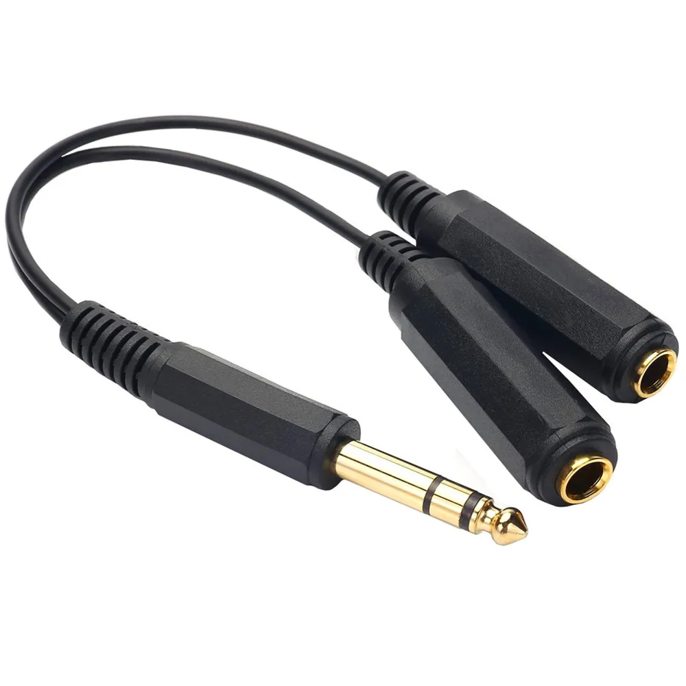 1 to 2 Stereo 6.35mm Audio Splitter Cable Male to Female Jack Plug Adapter Speaker Extend Cord Converter Audio Wire Cable